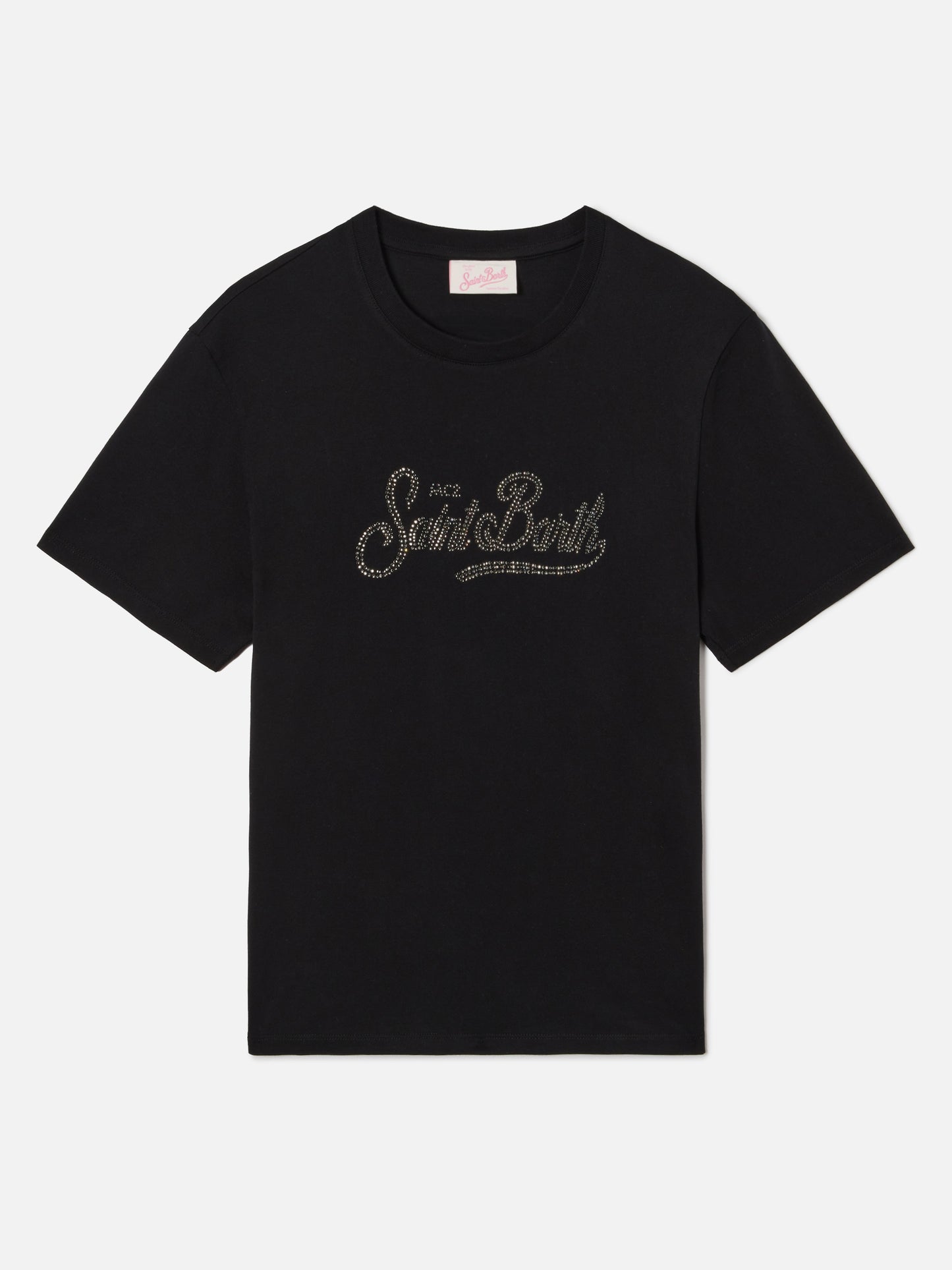 T-shirt Emilie noir avec logo en strass 