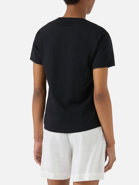 T-shirt Emilie noir avec logo en strass 