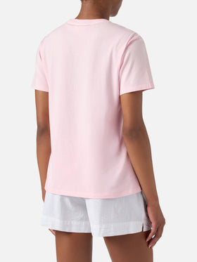 T-shirt Emilie rosa con stampa Hello Kitty e ricamo St. Barth Lover | Special edition