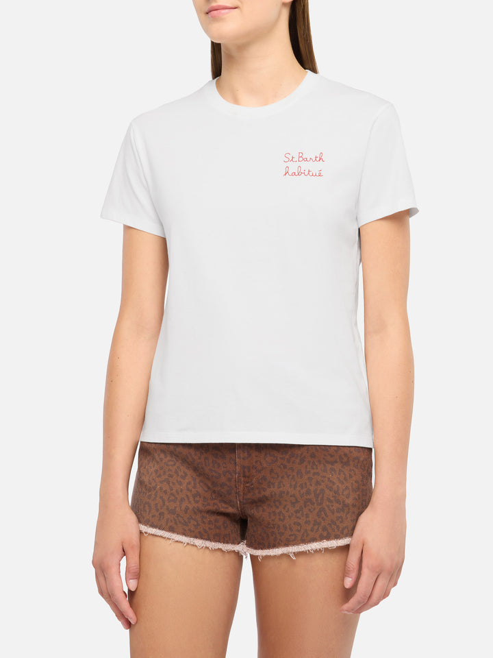 Baumwoll-T-Shirt Emilie mit St. Barth Habituè-Stickerei