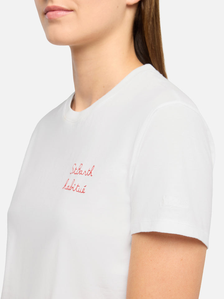 Baumwoll-T-Shirt Emilie mit St. Barth Habituè-Stickerei
