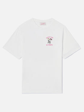 T-shirt Emily bianca con ricamo strass Sotto al Sole di St. Barth