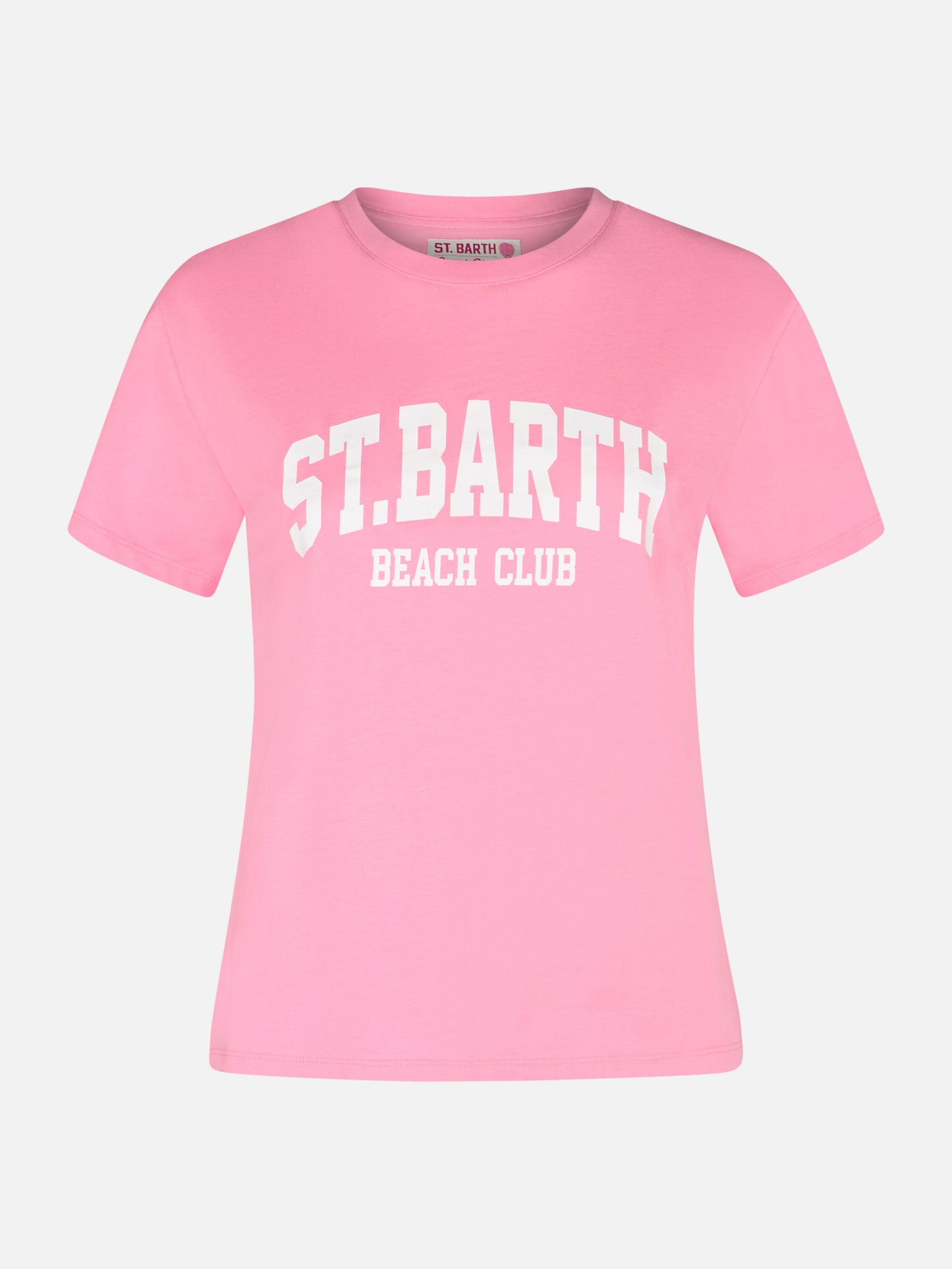 Woman cotton jersey crewneck t-shirt Emilie with Saint Barth Beach Club print - MC2 Saint Barth