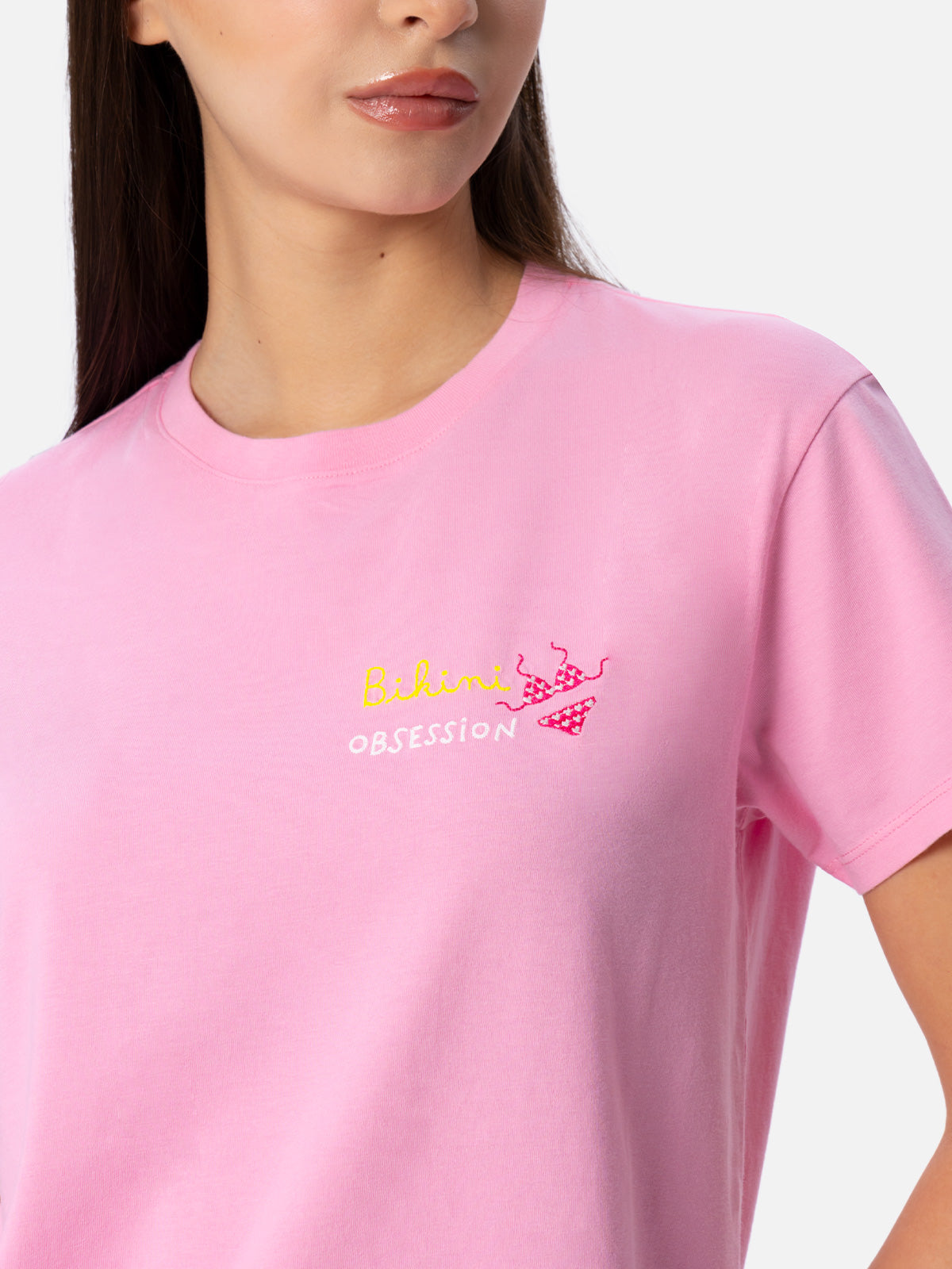 Woman cotton jersey crewneck t-shirt Emilie with Bikini Obsession embroidery - MC2 Saint Barth