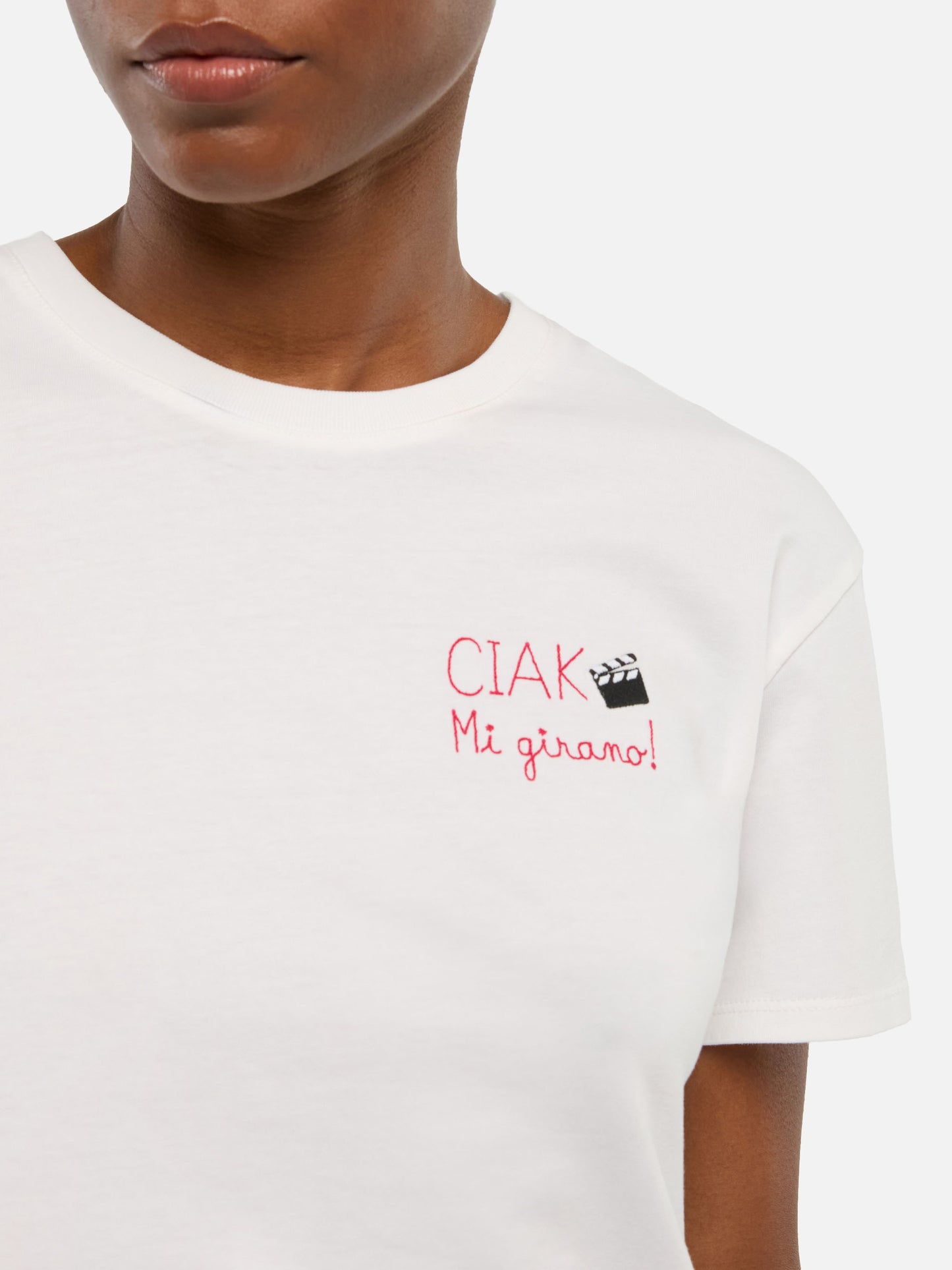 T-shirt en coton Emilie avec broderie Ciak mi girano 