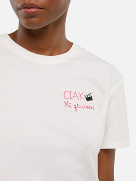 T-shirt en coton Emilie avec broderie Ciak mi girano 