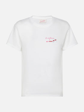 T-shirt en coton Emilie avec broderie Il week-end è di-vino 