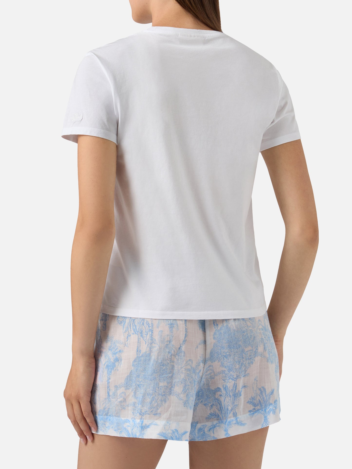 White Emilie T-shirt with cocktail bead embroidery