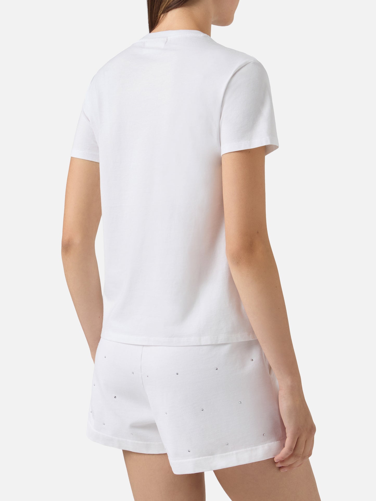 T-shirt Emilie blanc avec broderie I Love Tennis et strass 