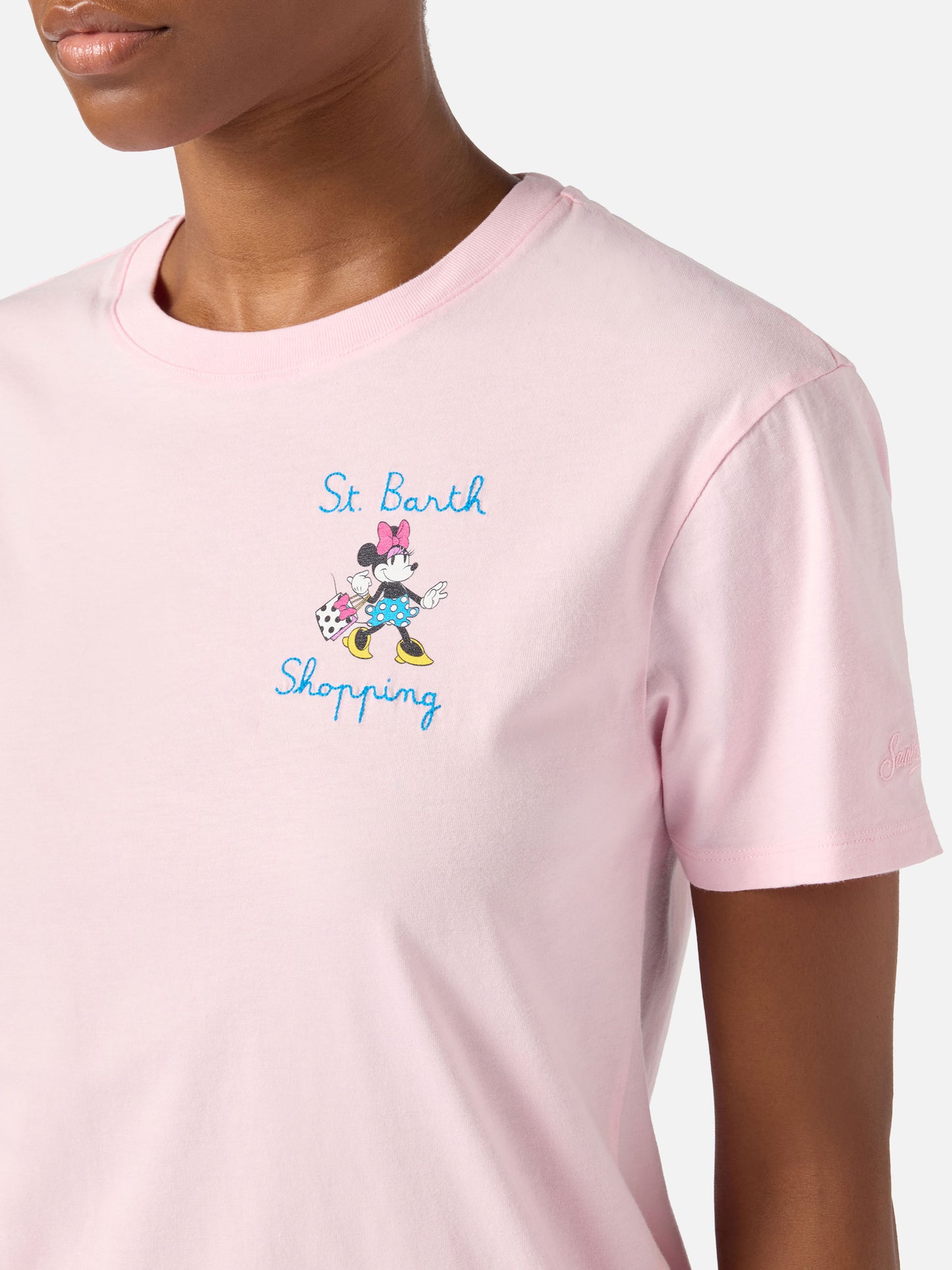 T-shirt Emilie blanc avec imprimé Minnie et broderie Mi fai impazzire | Édition spéciale 