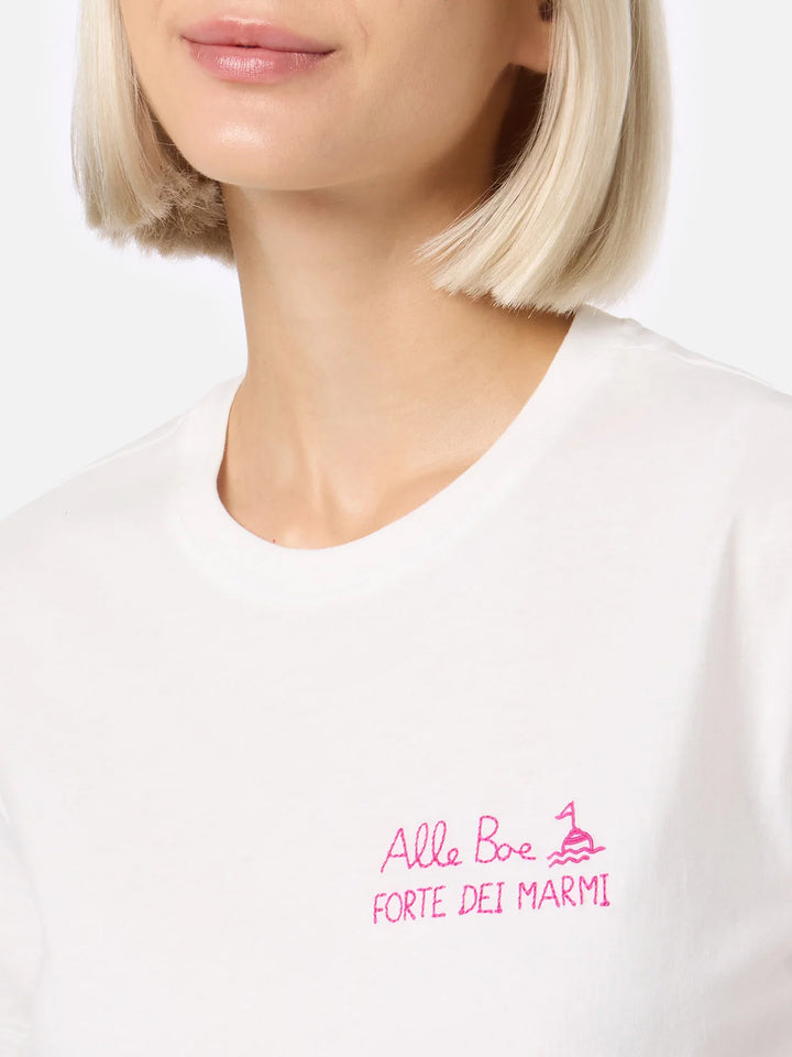 Emilie white cotton t-shirt with Amo Forte print | Special Edition