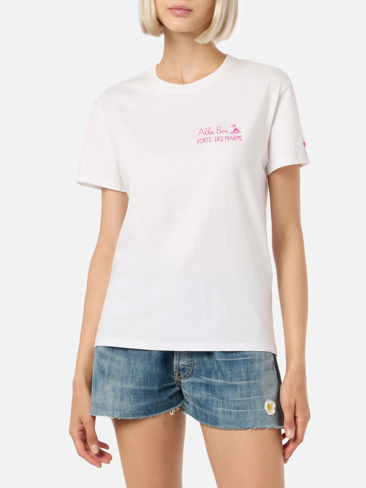 Emilie white cotton t-shirt with Amo Forte print | Special Edition