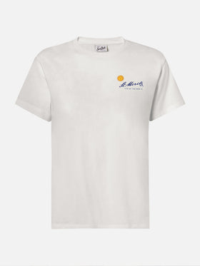 Emilie Baumwoll-T-Shirt in Weiß mit St. Moritz-Print | ST. MORITZ TOP OF THE WORLD SPECIAL EDITION