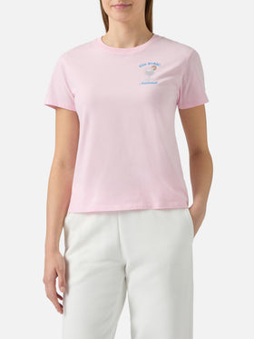 Camiseta Emilie de algodón en rosa con aplicación de strass Gin Tonic addicted 