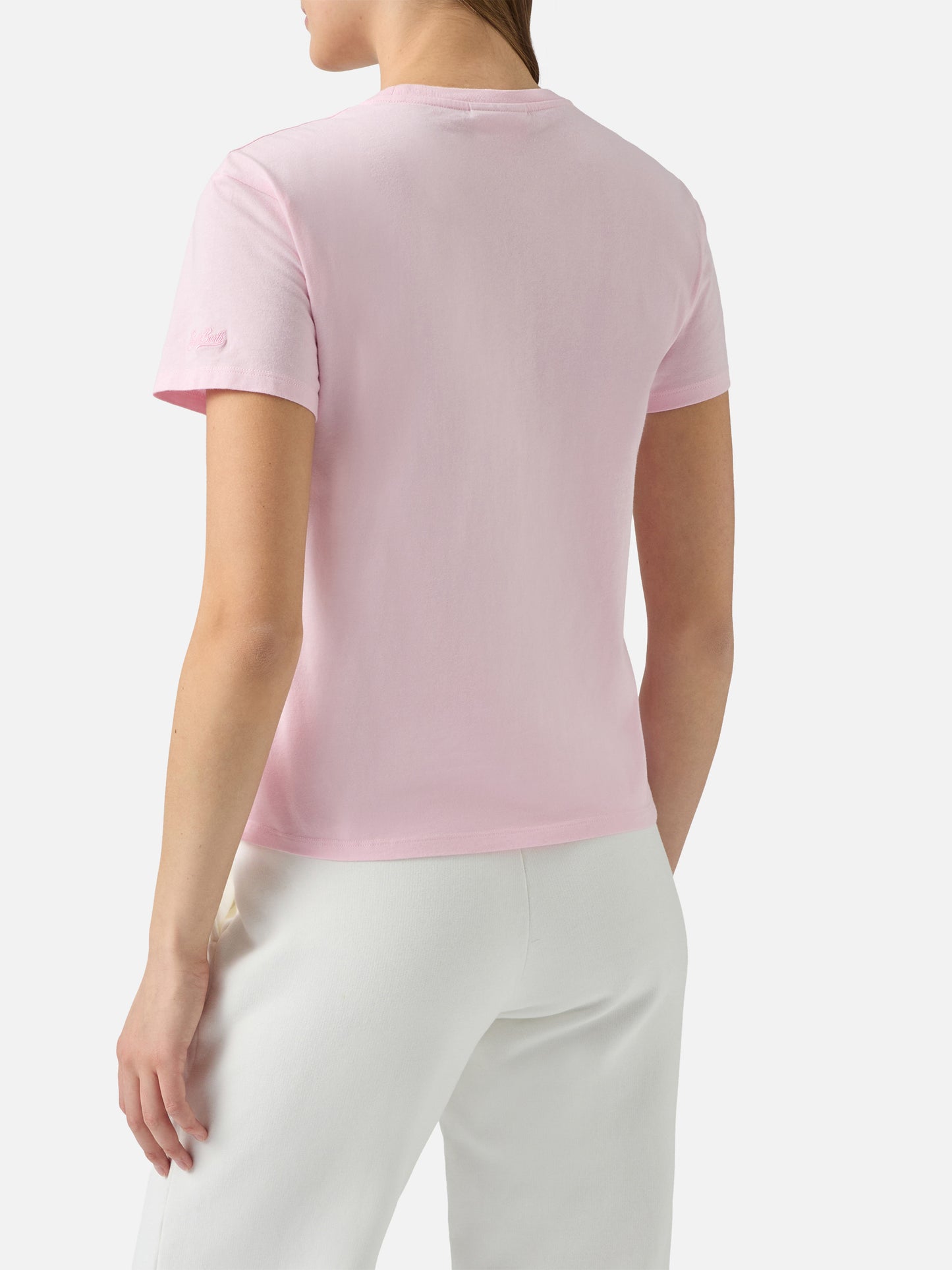 Camiseta Emilie de algodón en rosa con aplicación de strass Gin Tonic addicted 