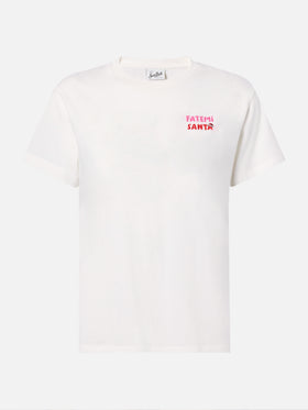 Emilie T-Shirt aus Bio-Baumwolle in Weiß mit Fatemi-Santa-Stickerei