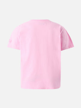 Cotton t-shirt Emma with Smurfette print and St. Barth Rubacuori embroidery