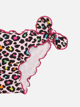 Bandeau-Bikini für Mädchen mit Leopardenmuster