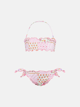 Emy classic bandeau bikini with flower patch print - MC2 Saint Barth