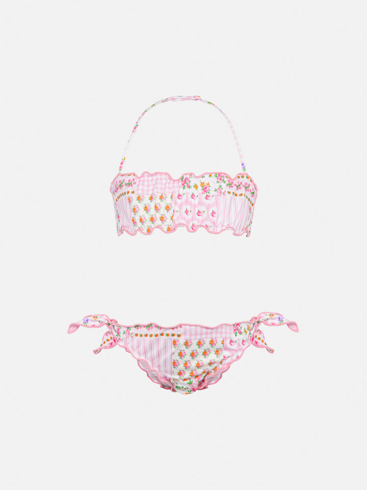 Emy classic bandeau bikini with flower patch print