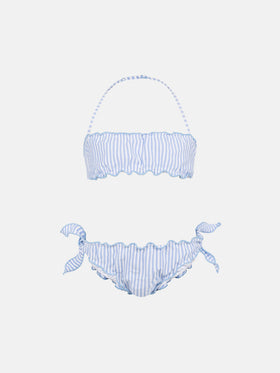 Emy classic bandeau seersucker bikini with striped print - MC2 Saint Barth