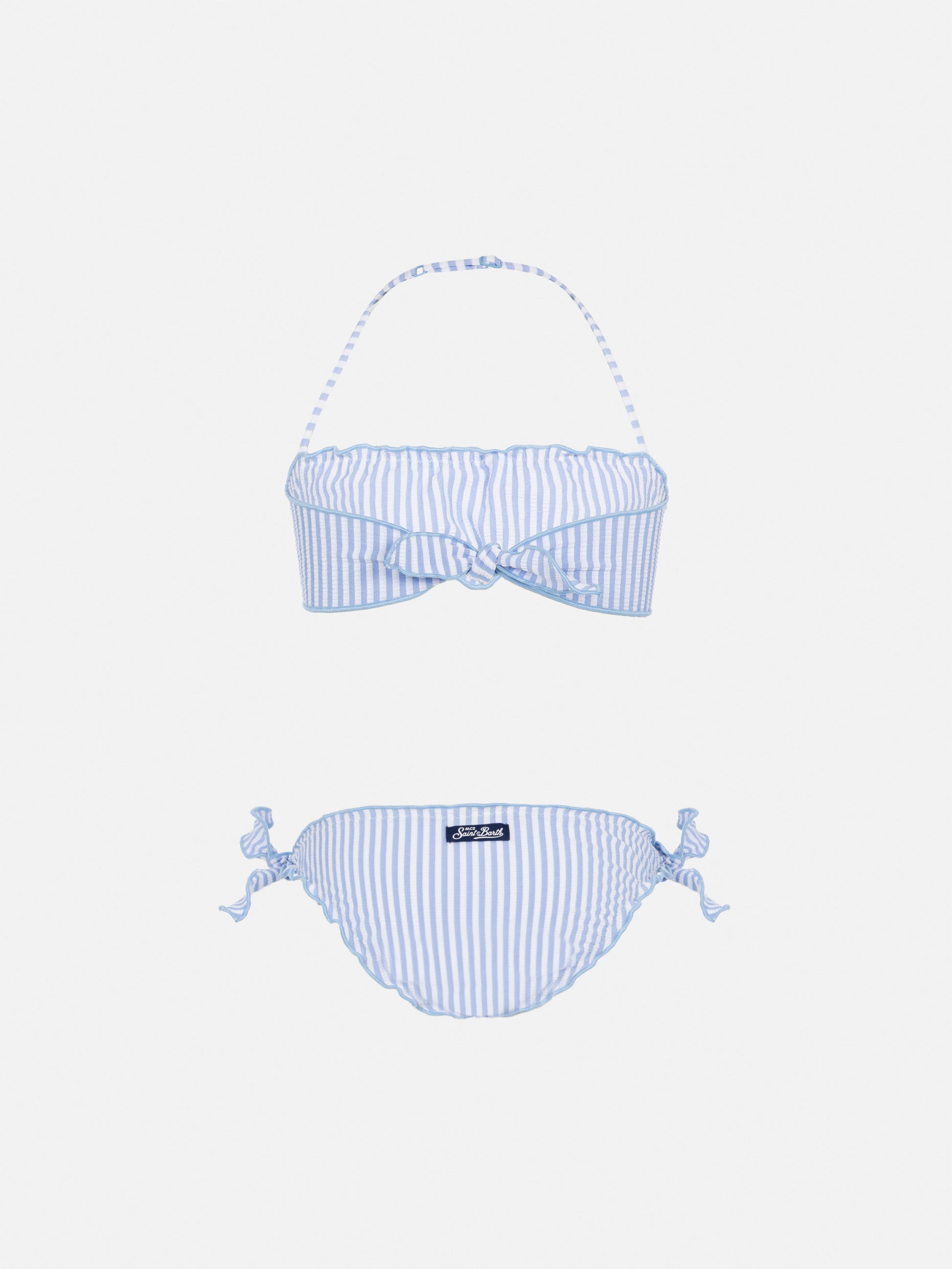 Emy classic bandeau seersucker bikini with striped print - MC2 Saint Barth