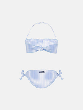 Emy classic bandeau seersucker bikini with striped print - MC2 Saint Barth