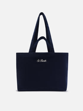Sac tote Essential en velours côtelé blue avec broderie du logo 