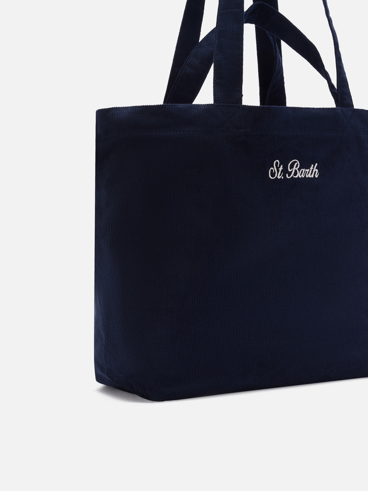 Sac tote Essential en velours côtelé blue avec broderie du logo 