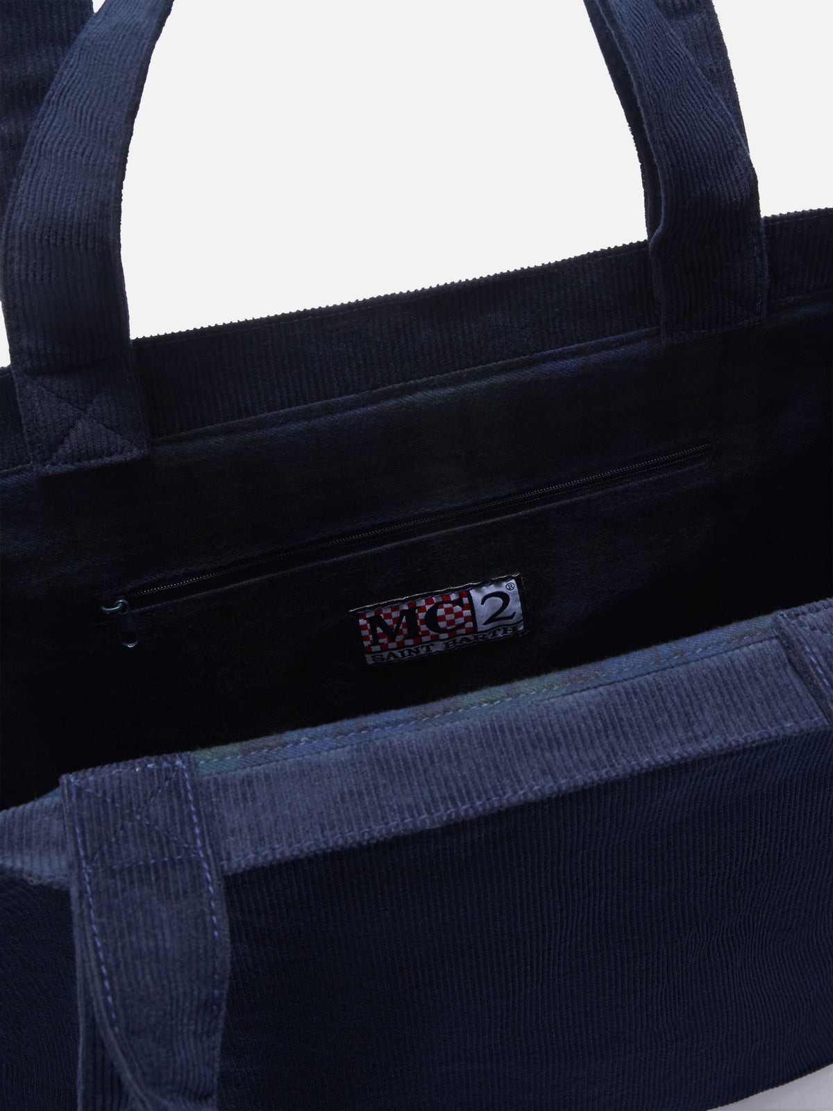 Sac tote Essential en velours côtelé blue avec broderie du logo 
