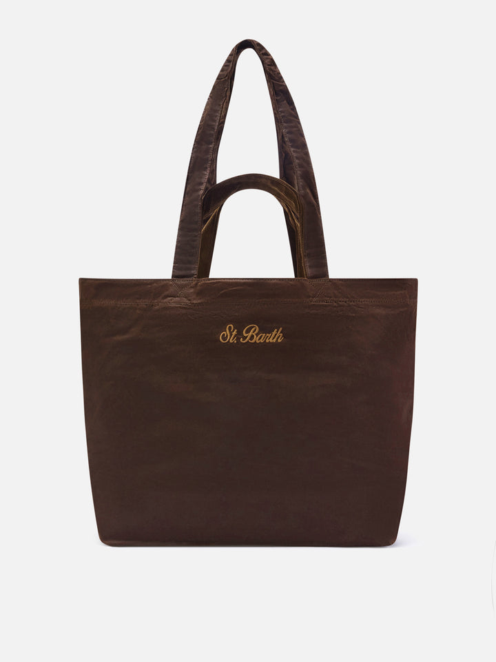 Sac tote Essential marron ciré avec broderie du logo 