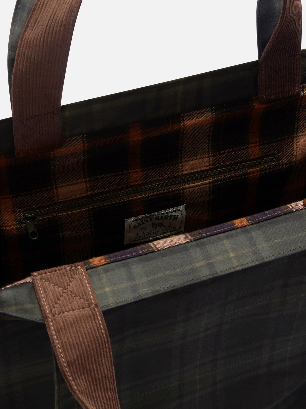 Shopper Essential in tessuto cerato con motivo tartan