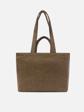 Bolso tote Beige Essential de mezcla de lana con motivo de pata de gallo 