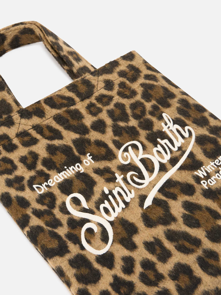 Bolso Mini Essential de fieltro tote con estampado de leopardo 