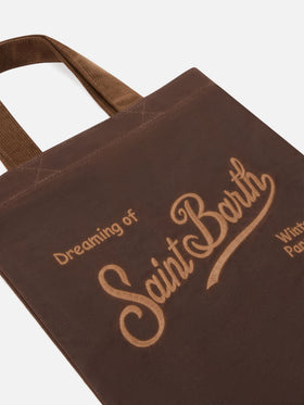 Braune Mini Essential gewachste tote-Tasche mit Logostickerei 