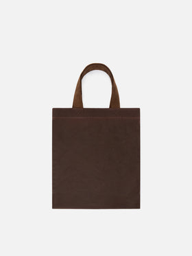 Braune Mini Essential gewachste tote-Tasche mit Logostickerei 