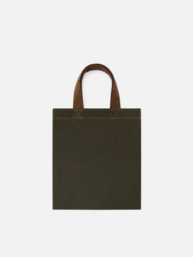 Sac Mini Essential ciré vert militaire tote avec logo brodé 