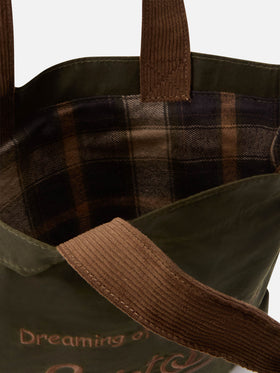Sac Mini Essential ciré vert militaire tote avec logo brodé 