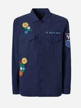 Esteban besticktes Overshirt in Marineblau
