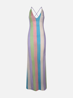 Woman raschel knit striped slip dress Eydis - MC2 Saint Barth
