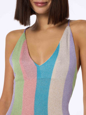 Woman raschel knit striped slip dress Eydis - MC2 Saint Barth