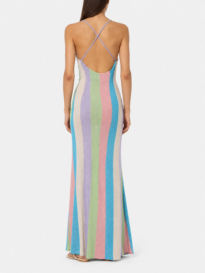 Langes Raschel-Kleid Eydis mit Streifen 