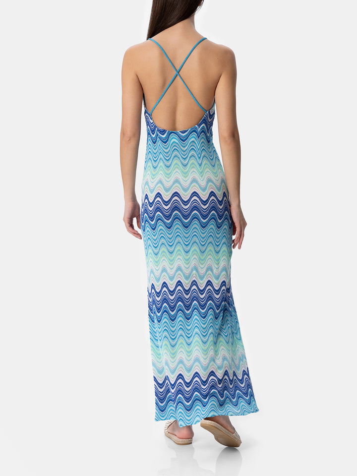 Robe nuisette femme en maille raschel bleu clair Eydis 