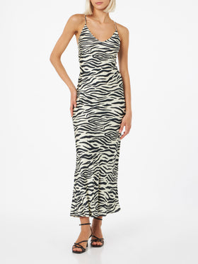 Woman satin zebra slip dress Eydis - MC2 Saint Barth