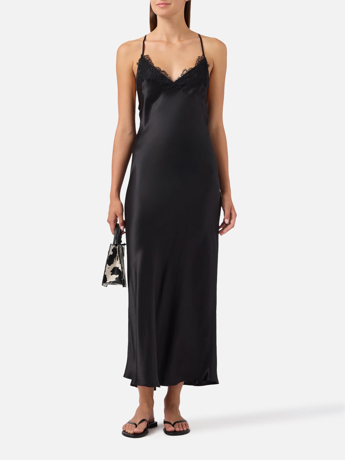 Vestido lencero de satén Eydis en negro 