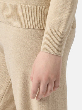 Jersey beige Eze de cashmere mezclado con cuello polo 