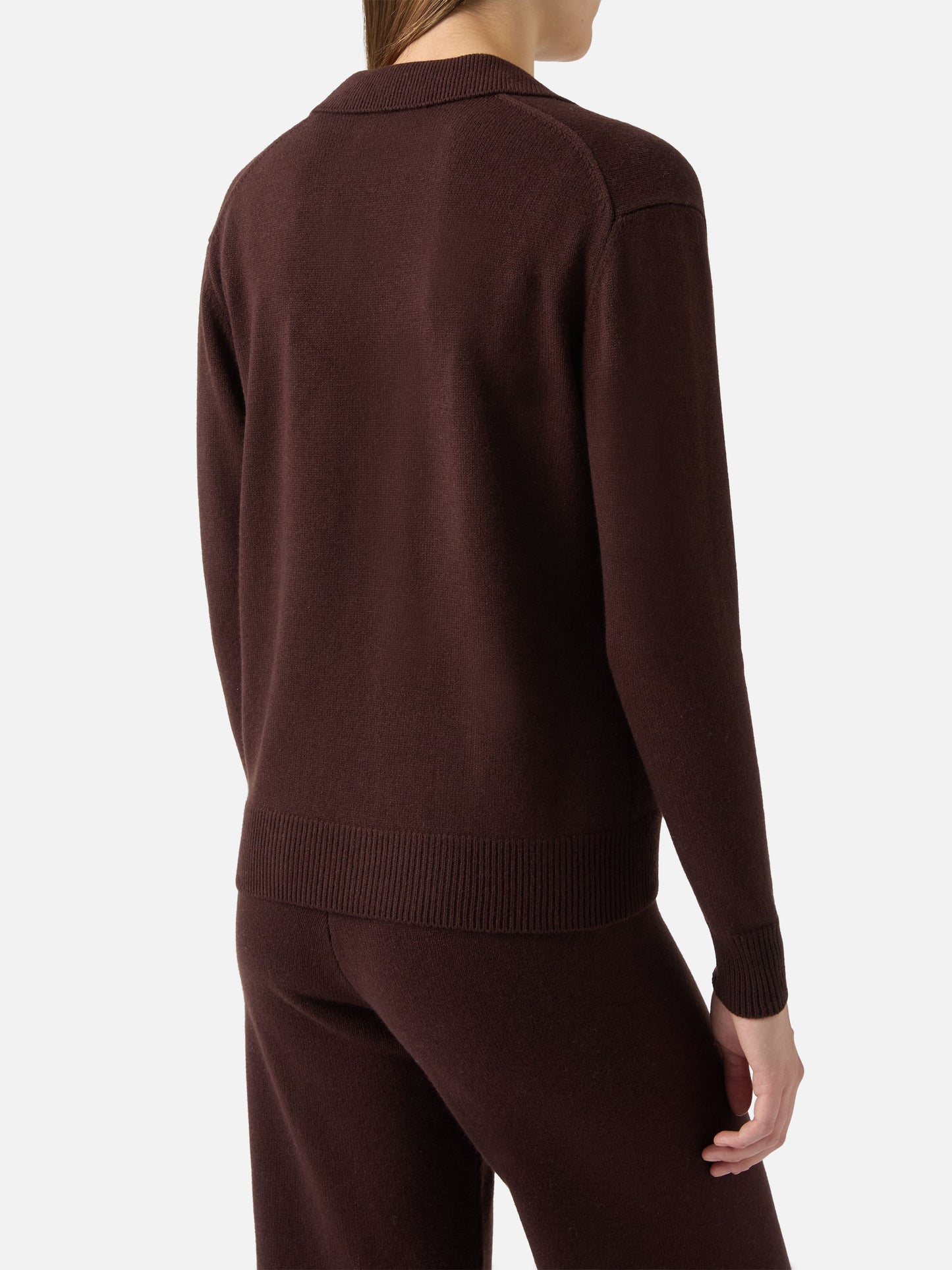 Brauner Eze-Wollpullover mit Polokragen