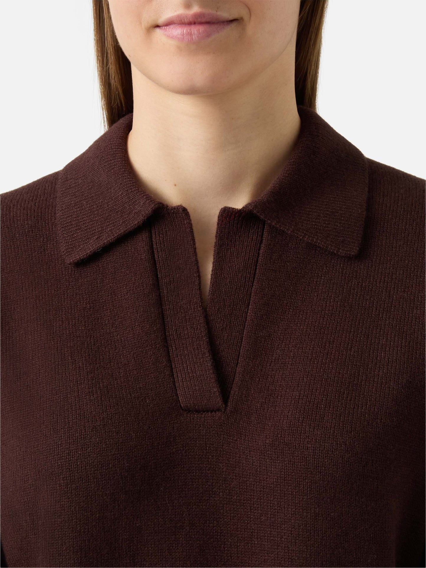 Brauner Eze-Wollpullover mit Polokragen