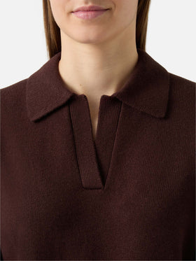 Brauner Eze-Wollpullover mit Polokragen