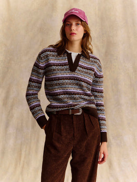 Pantalon large Rebella en velours côtelé marron 